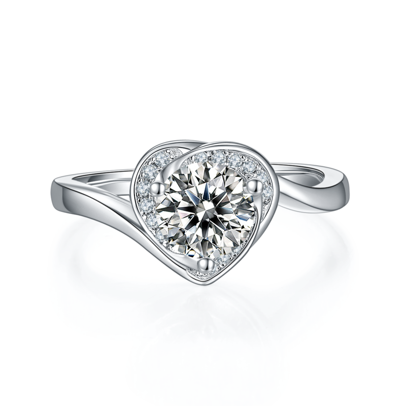 心花怒放S925银镀白金MoissaniteWomen's Ring1ctD级